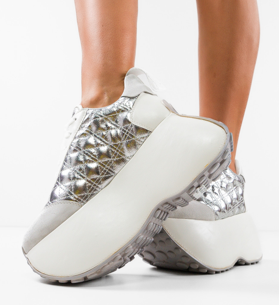 Pantofi casual Argintii de Dama Confortabili Wow Shoes Fokarta cu comanda online