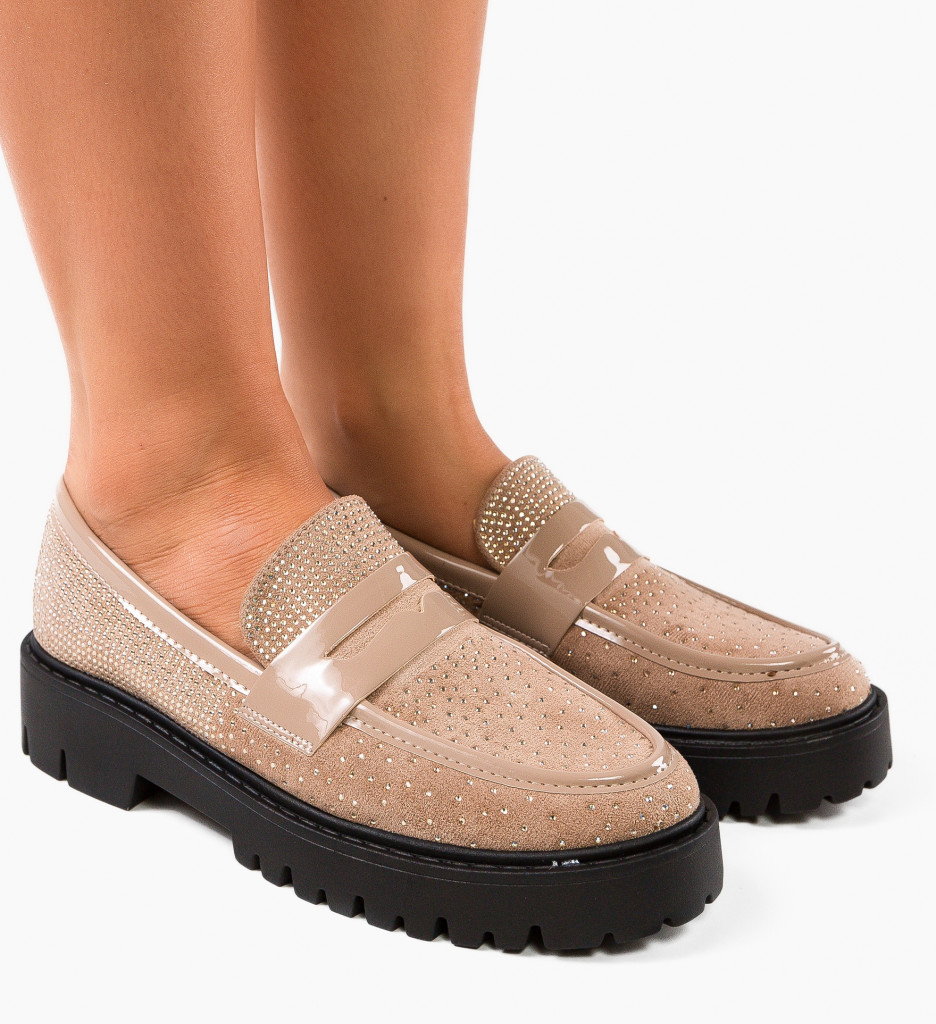 Pantofi casual de vara cu aplicatii Bej de Dama Comozi Ali Kareem cu talpa groasa