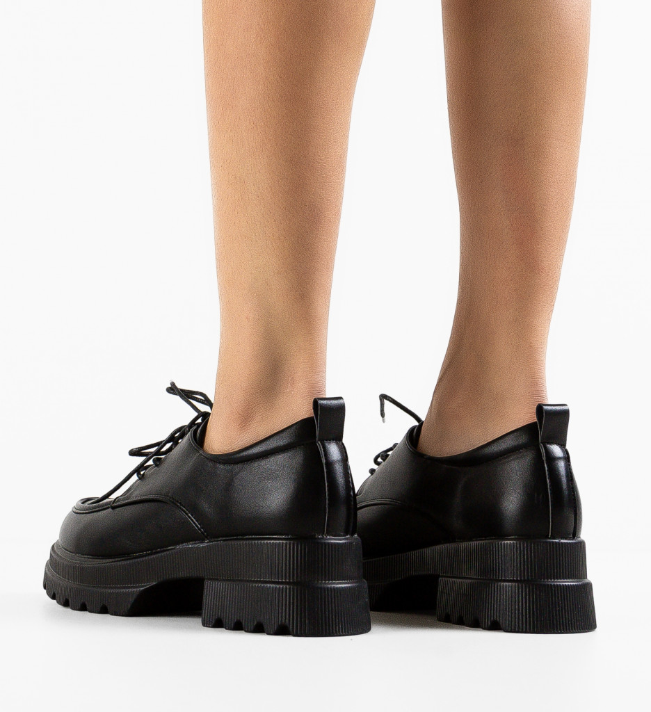 Pantofi chic din piele eco casual Negri de Dama Trendy Hebe Welc cu talpa de 4.5cm