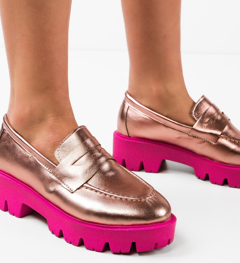 Pantofi trendy inalti luciosi casual Roz cu fuchsia de Dama Chic Wow Shoes Kardy