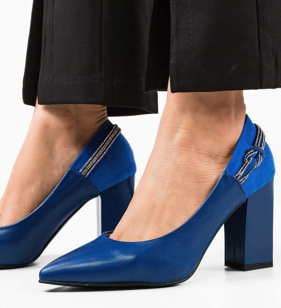 Pantofi cu toc Albastri Eleganti Angel Blue Gergina cu comanda online