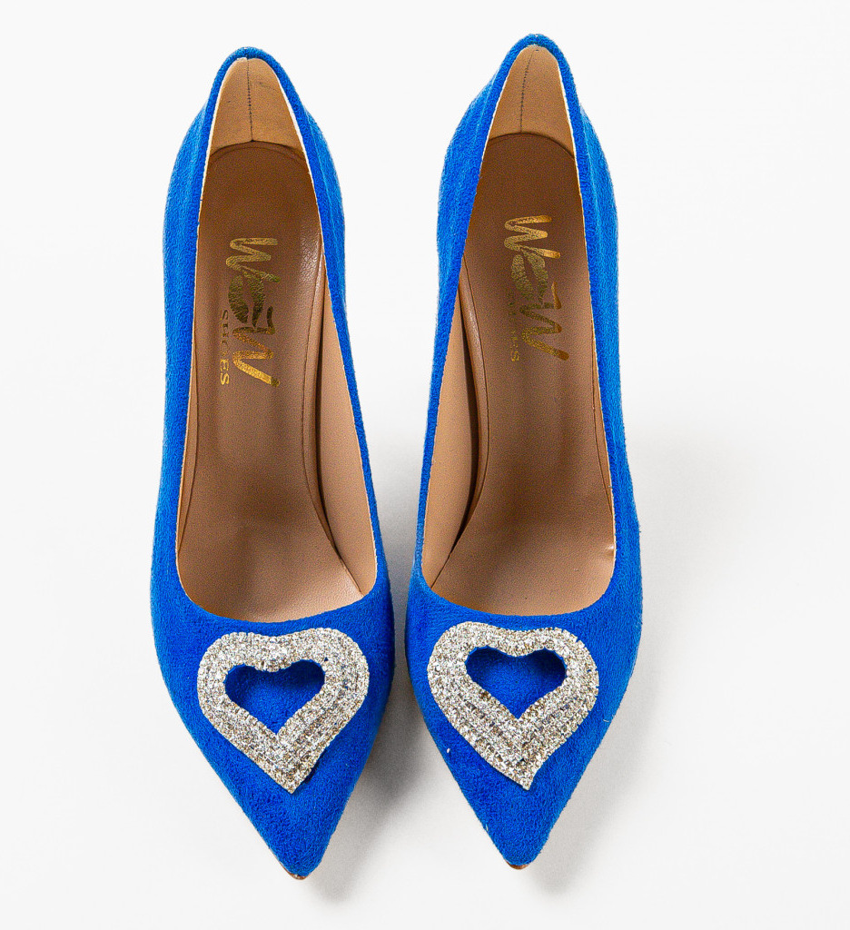 Pantofi cu toc Albastri Eleganti Wow Shoes Darino cu comanda online
