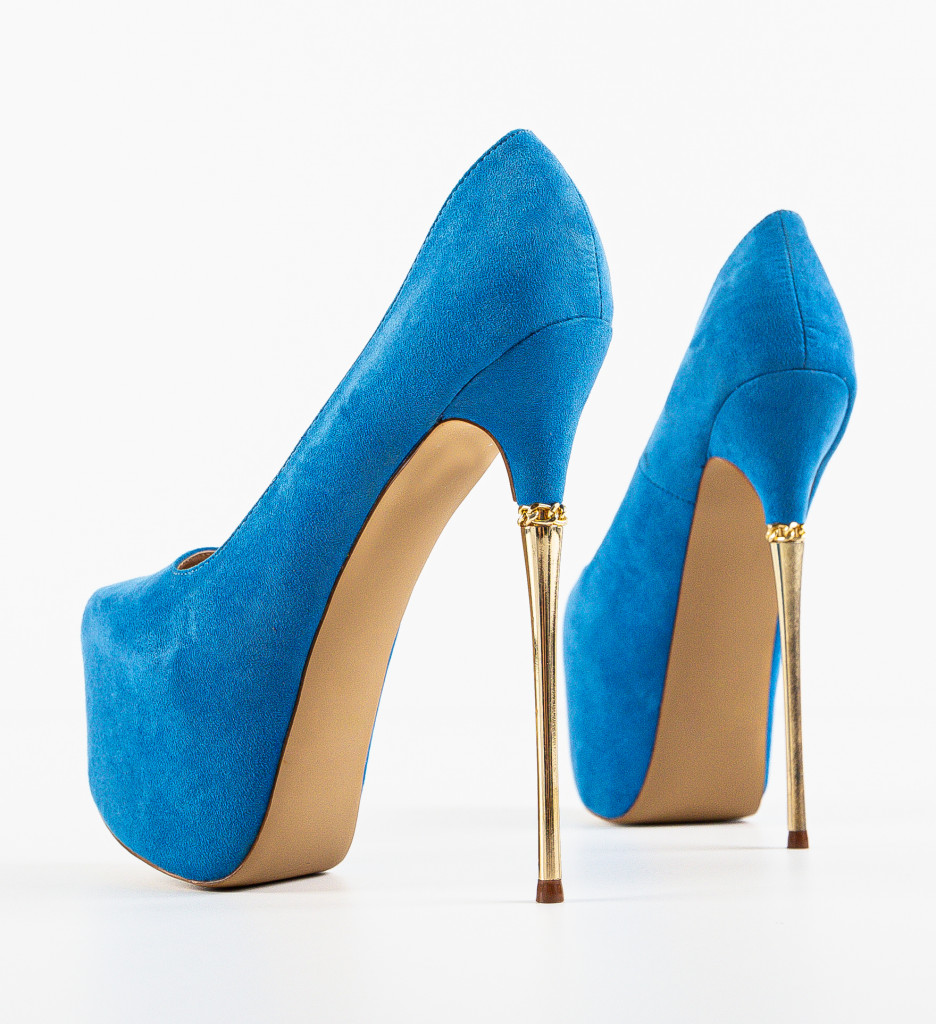 Pantofi cu toc Albastri Eleganti Wow Shoes Rihanna cu comanda online
