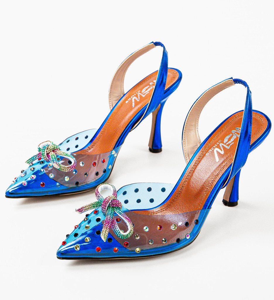 Pantofi cu toc Albastri de Seara Wow Shoes Karambol cu comanda online