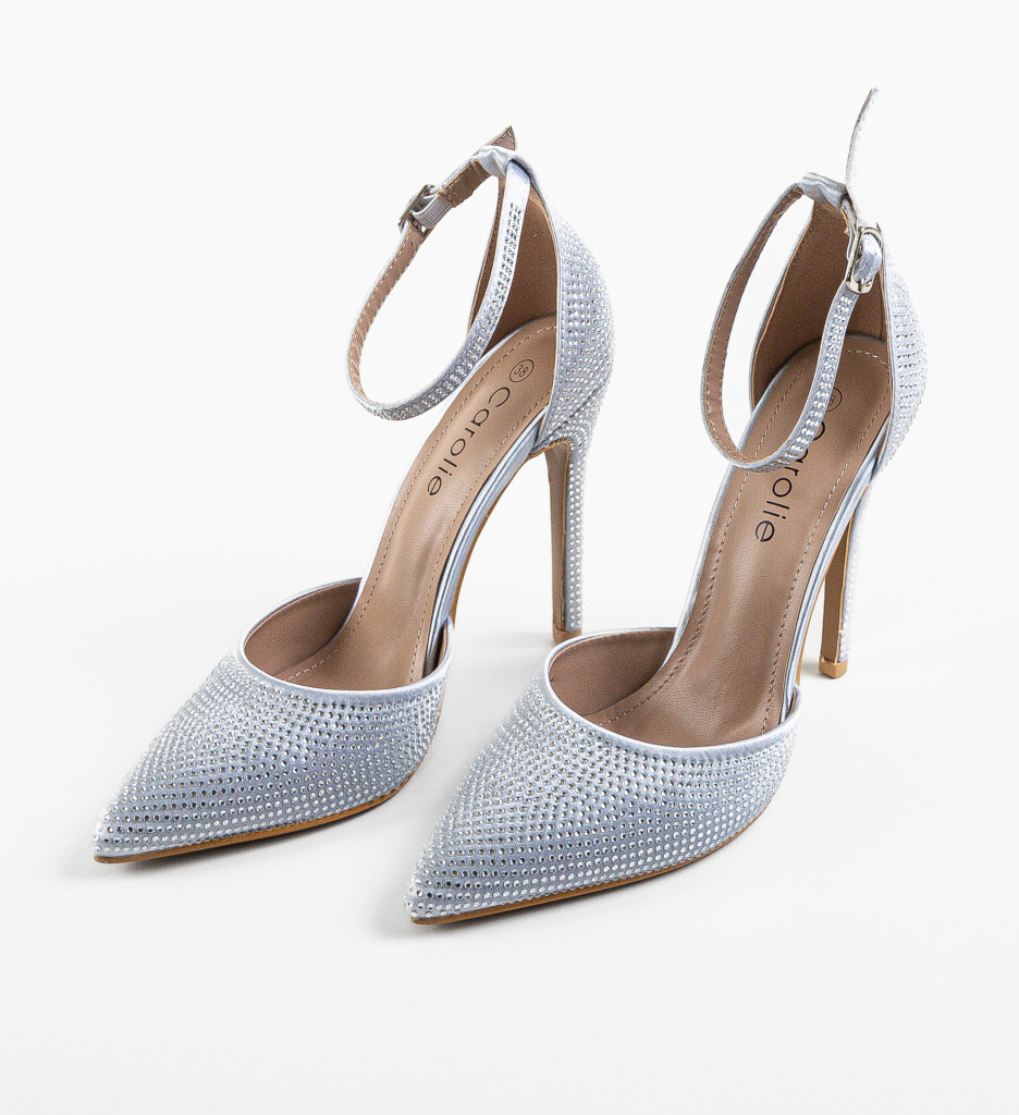 Pantofi cu toc Argintii de Botez Carolie Keish cu comanda online
