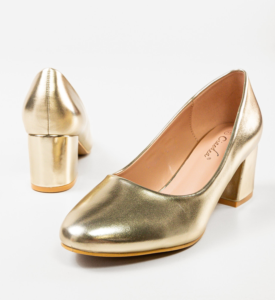 Pantofi cu toc Aurii de Botez Ali Cobb cu comanda online
