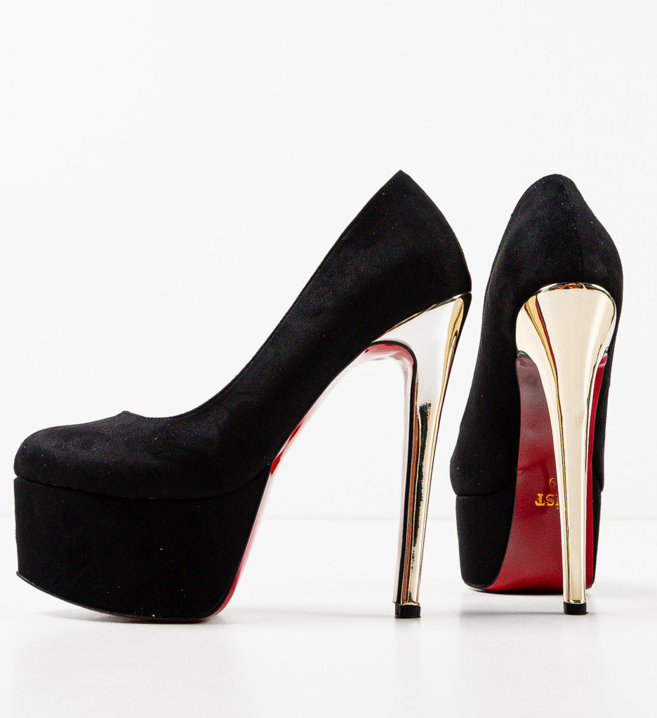 Pantofi cu toc Negri Eleganti Exist Shoes Amanyt cu comanda online