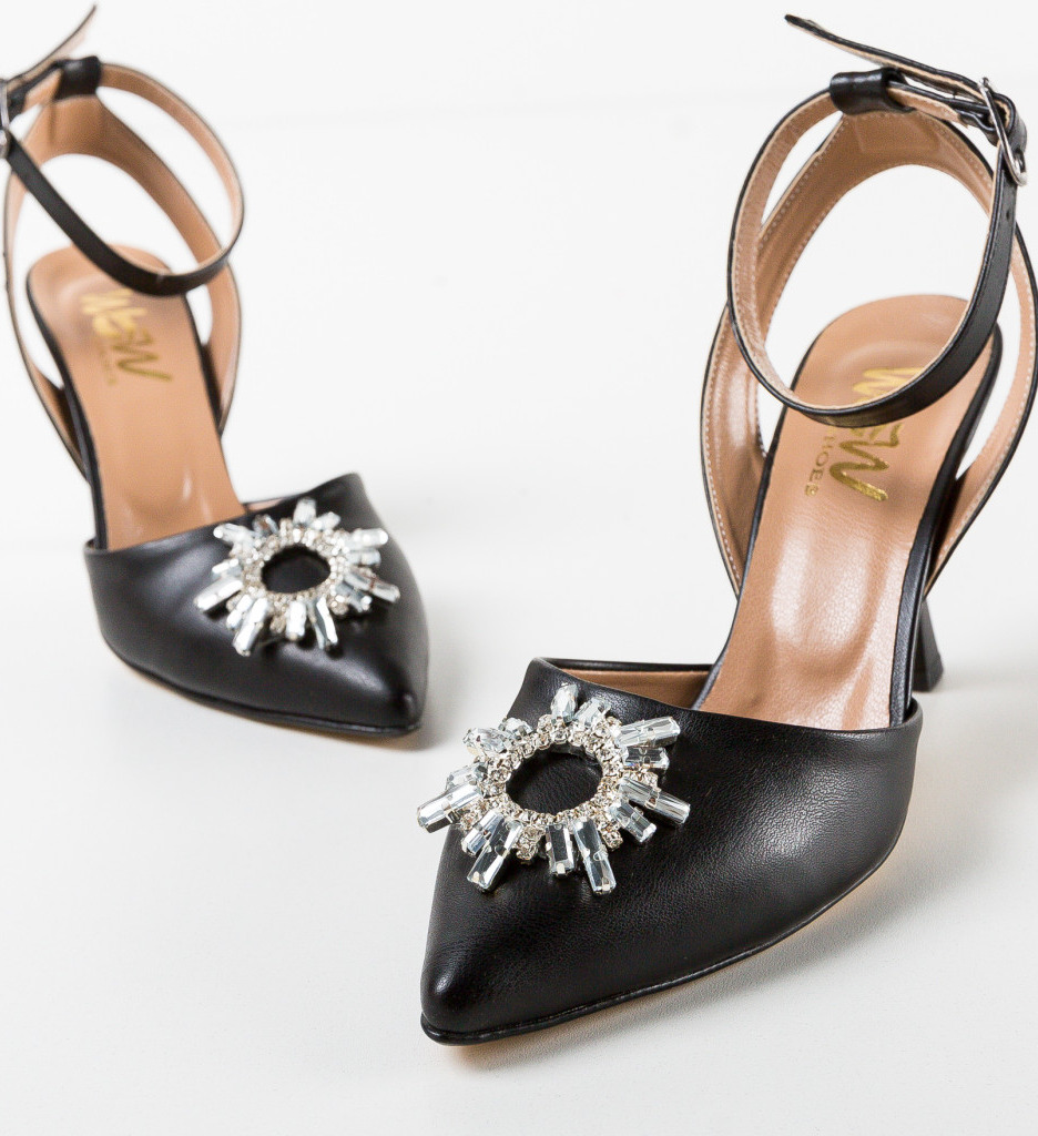 Pantofi cu toc Negri Eleganti Wow Shoes Darcy cu comanda online