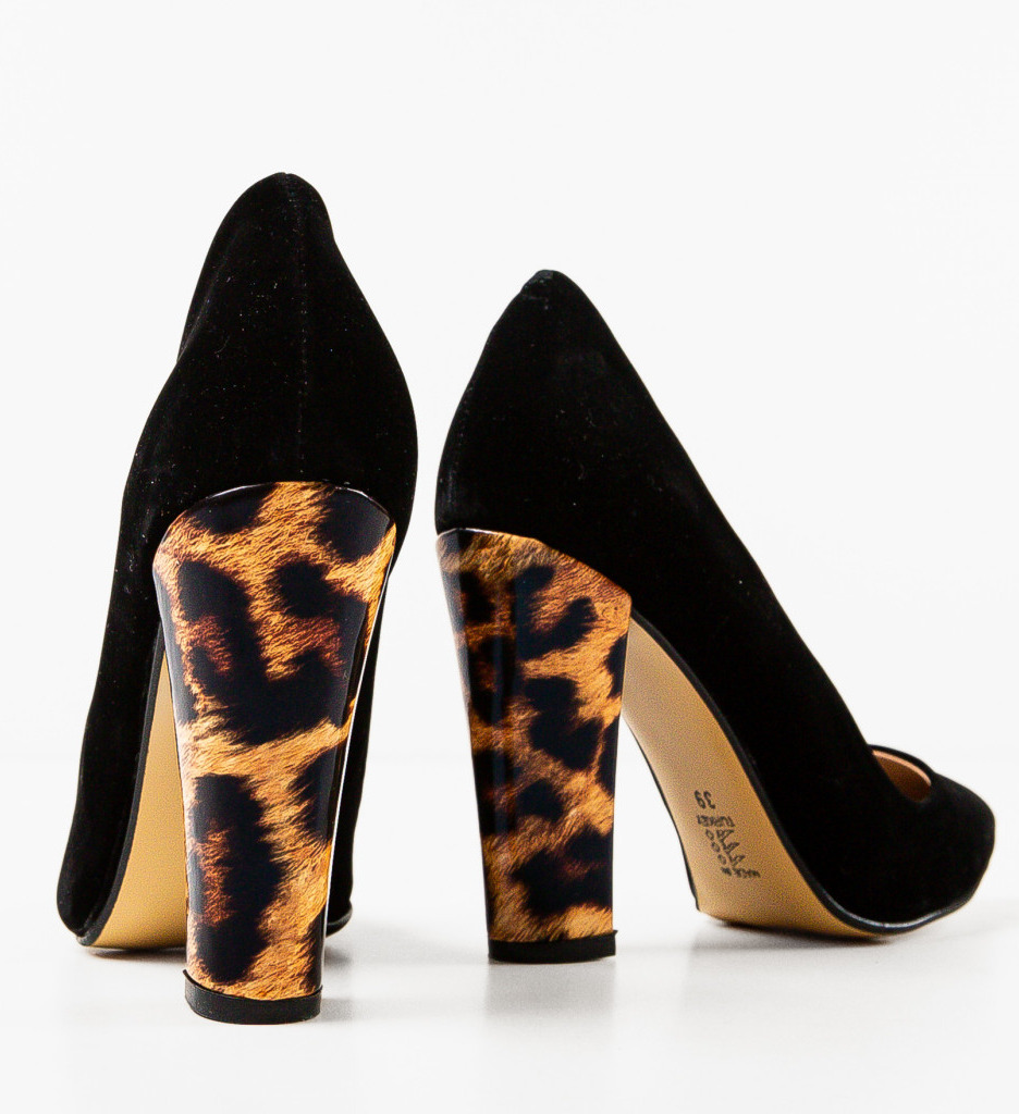 Pantofi cu animal print leopard Negri de Primavara Exist Shoes Sorca