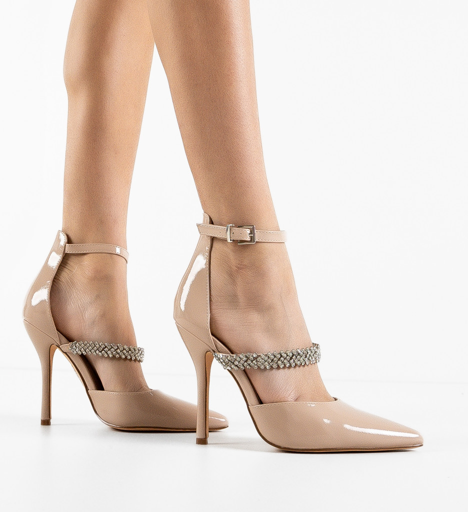 Pantofi cu toc Nude de Gala Ali Frank cu comanda online