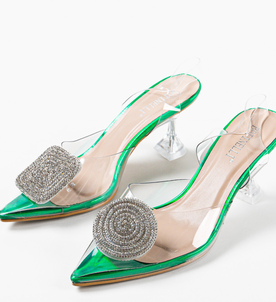 Pantofi cu toc Verzi Eleganti Botinelli Ramya cu comanda online