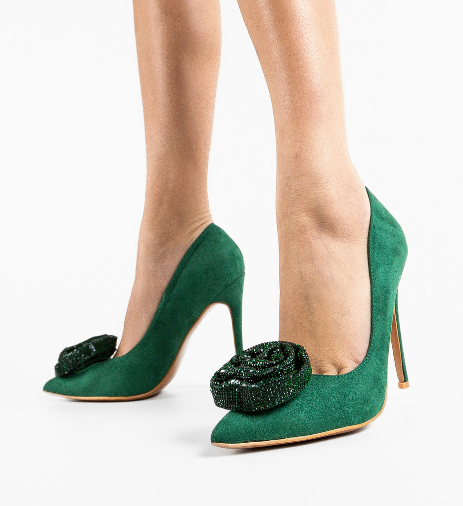 Pantofi cu toc Verzi Eleganti Wow Shoes Brany cu comanda online