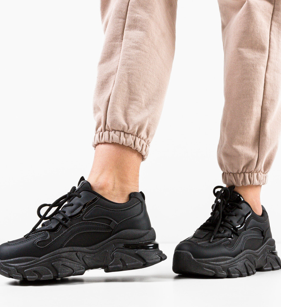 Pantofi sport usori de plimbare Negri Confortabili Mei Ramas de toamna