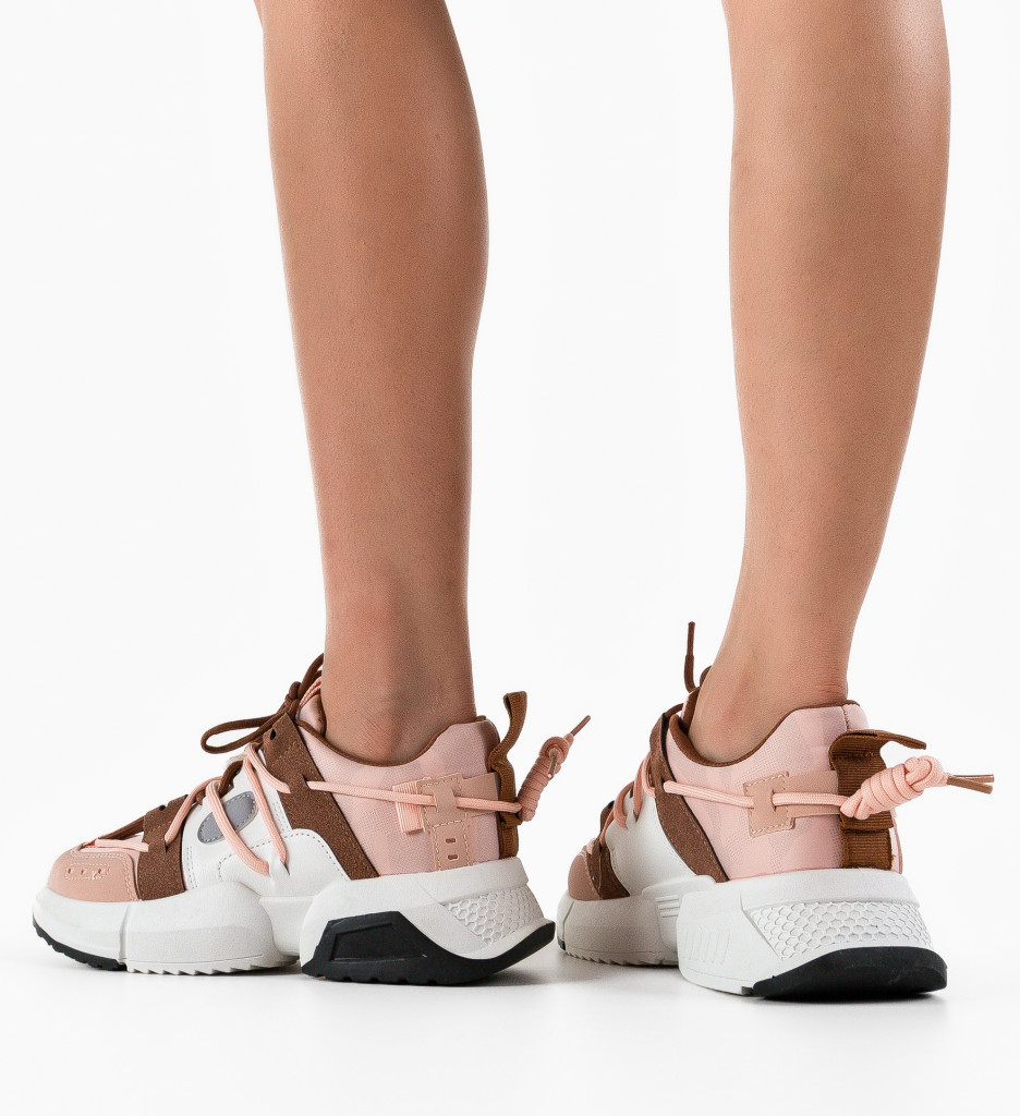 Sneakers trendy wow de dama Roz Trendy Ali John din piele eco cu talpa de 4.5cm